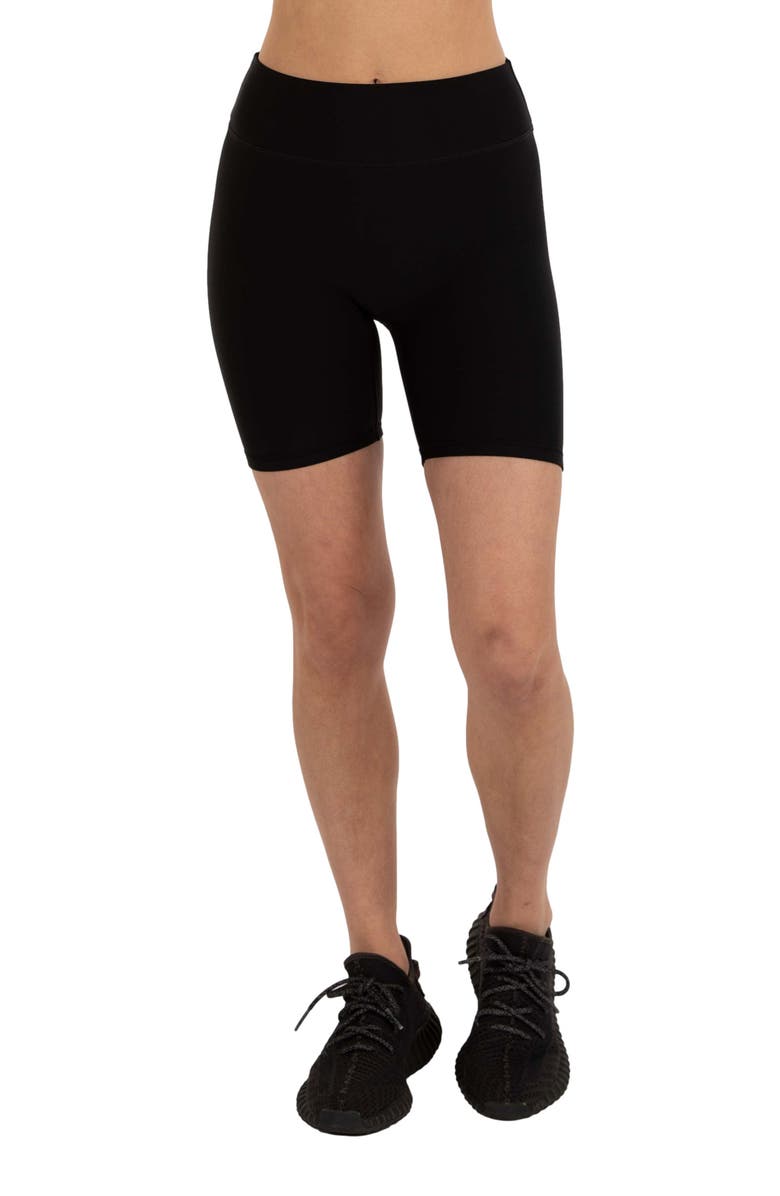 Rebody Active Hybrid Fleece Biker Shorts High Waist 6", Alternate, color, Warm Black