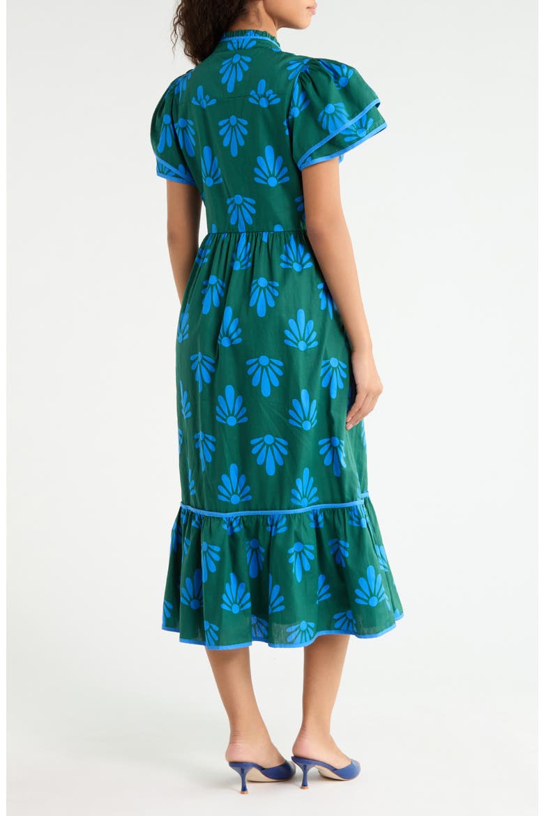 Davie Floral Print Midi Dress, Alternate, color, EMERALD-MULTI
