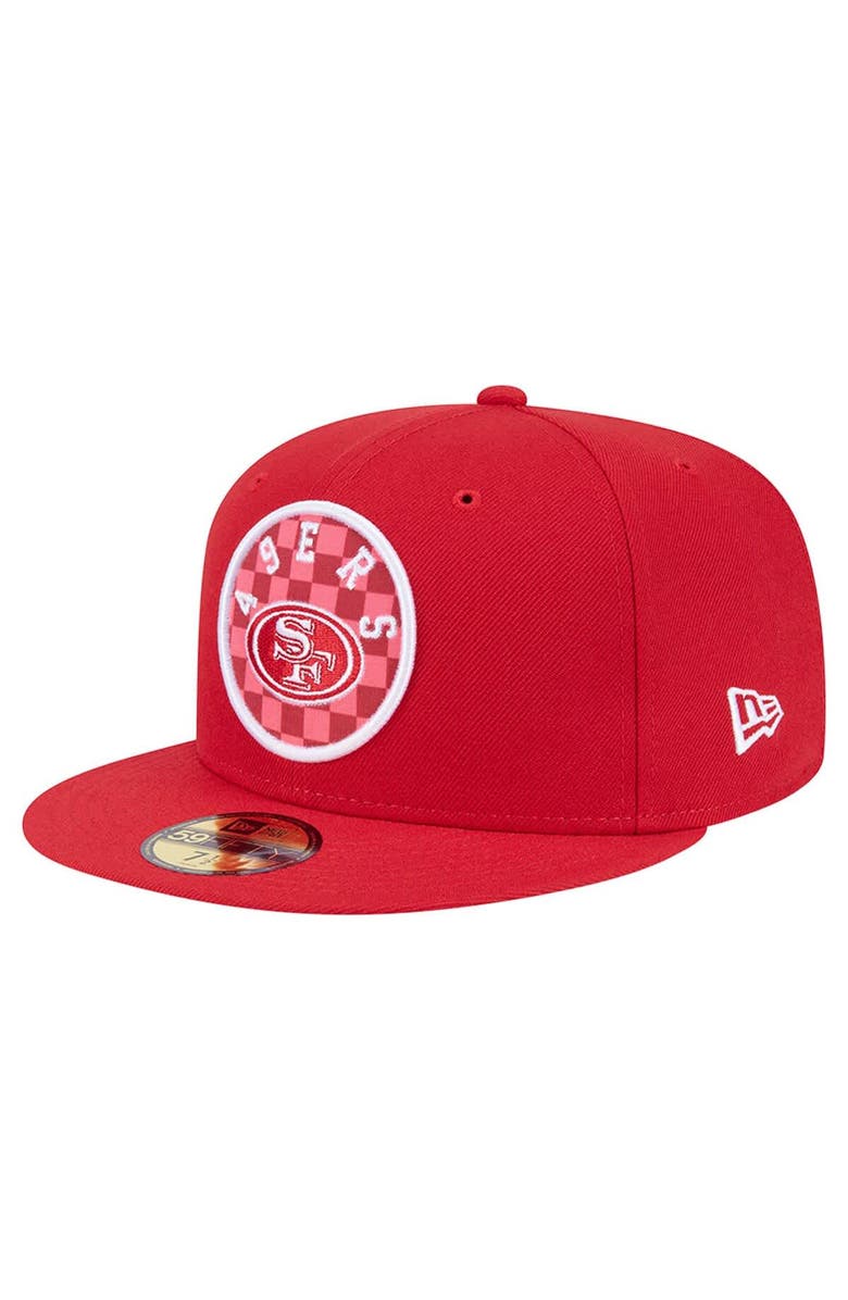 New Era Men's New Era Scarlet San Francisco 49ers Checkered 59FIFTY Fitted Hat, Main, color, Scarlet