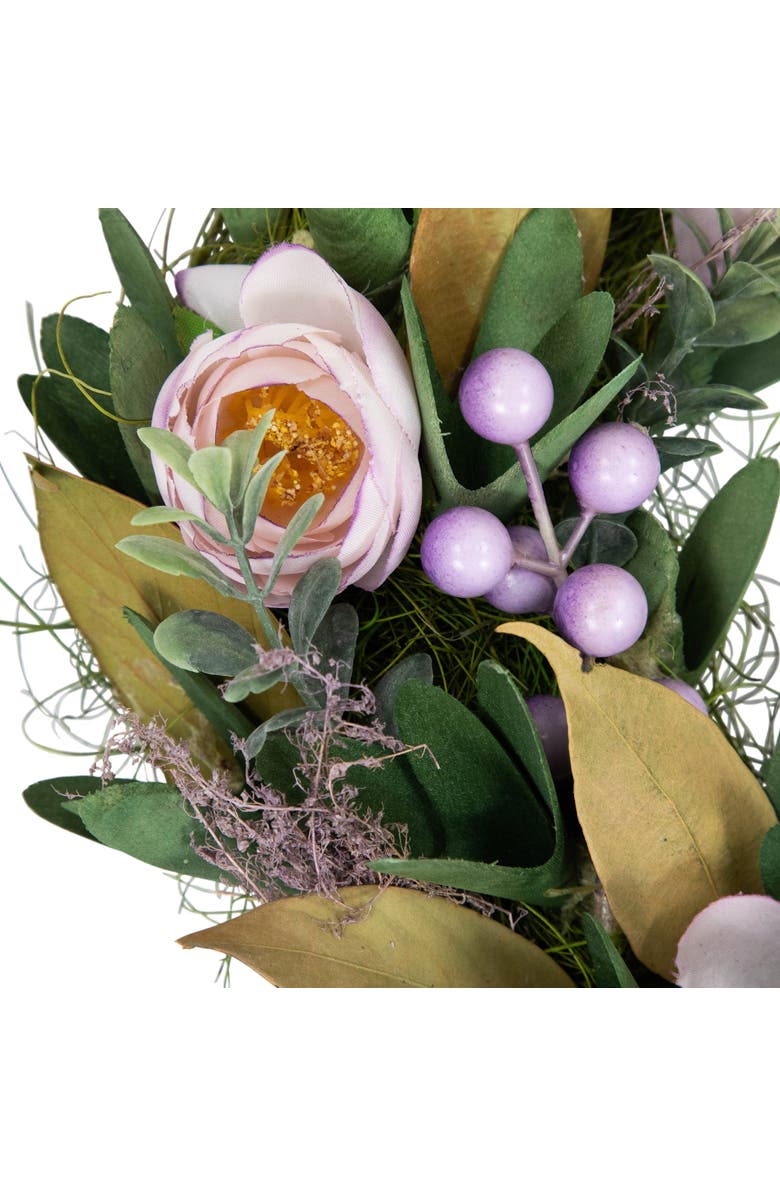 Northlight Artificial Mixed Floral and Greenery Spring Wreath - 13" - Purple, Alternate, color, Purple