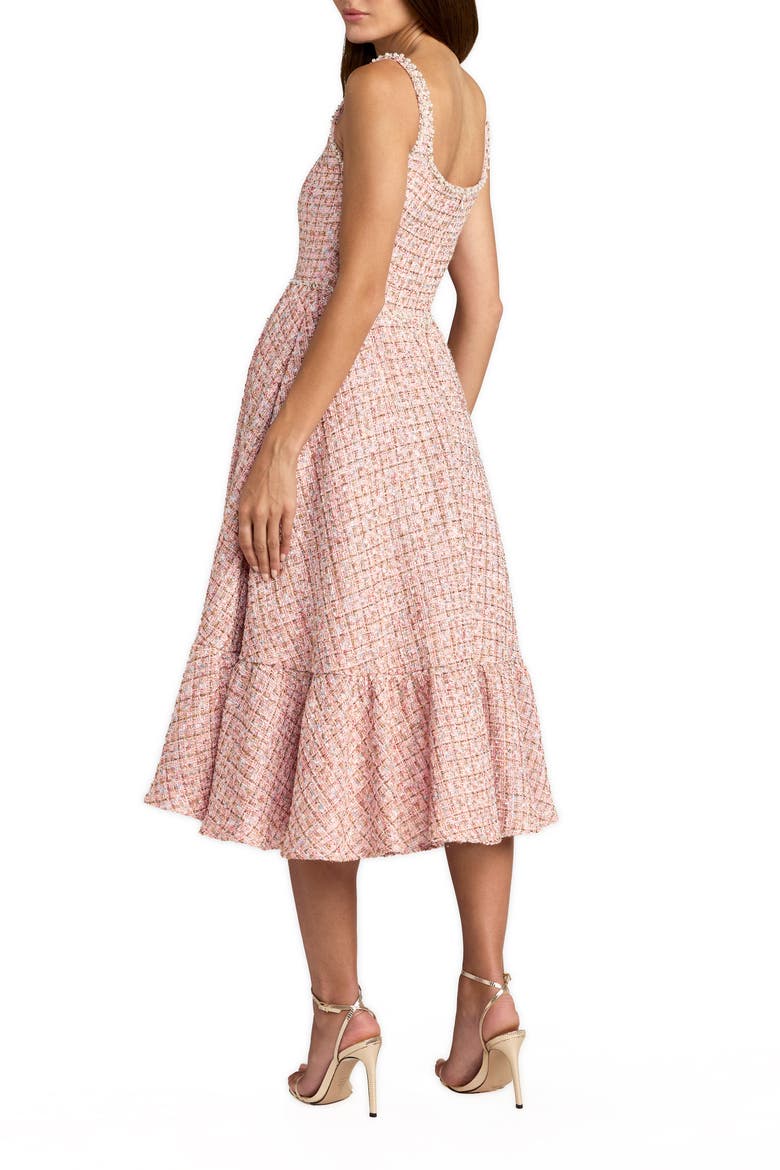 Pearl Embellished Sleeveless Boucle Midi Dress, Alternate, color, Pink Multi