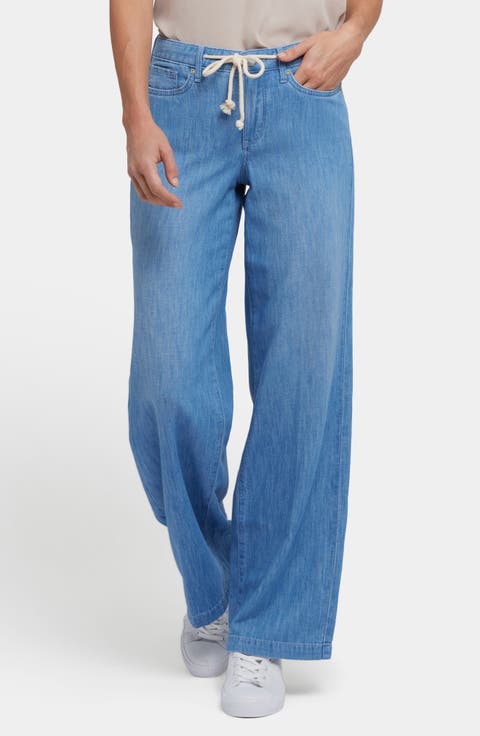 Teresa Drawstring Waist Wide Leg Pants (Riviera Sky)