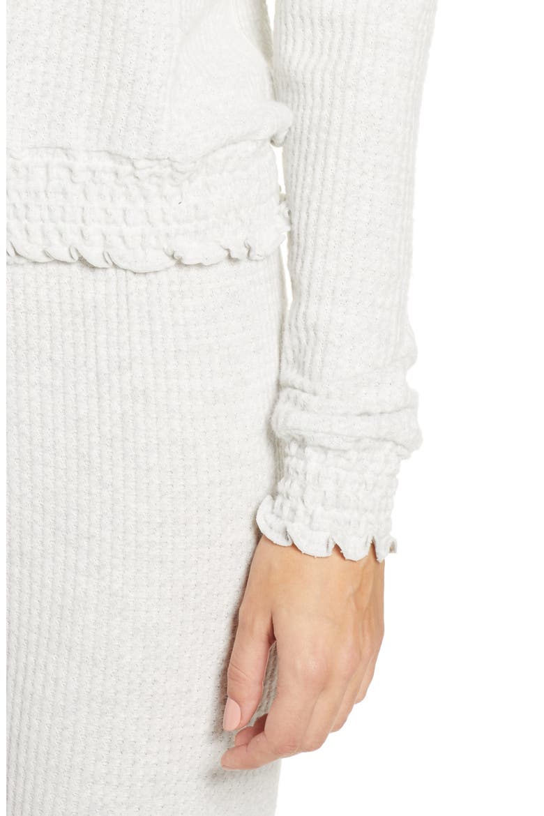 Thermal Smocked Hoodie, Alternate, color, GREY LIGHT HEATHER