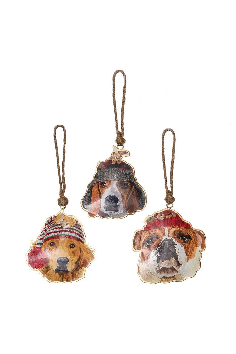 Two Can Dog Christmas Tree Ornament Set of 3, Main, color, Brown
