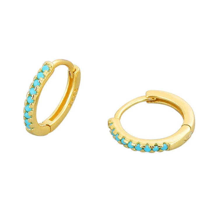 Erin Mcdermott Jewelry Turquoise And Gold Huggies