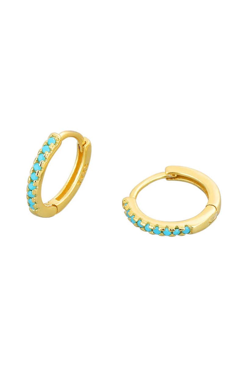 Erin McDermott Jewelry Turquoise and Gold Huggies, Main, color, Gold