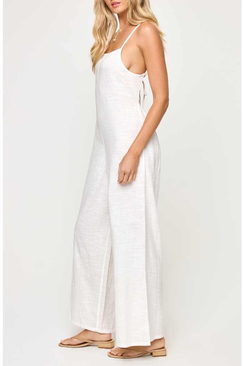 Jaida Open Back Cotton Cover-Up Jumpsuit, Alternate, color, WHITE