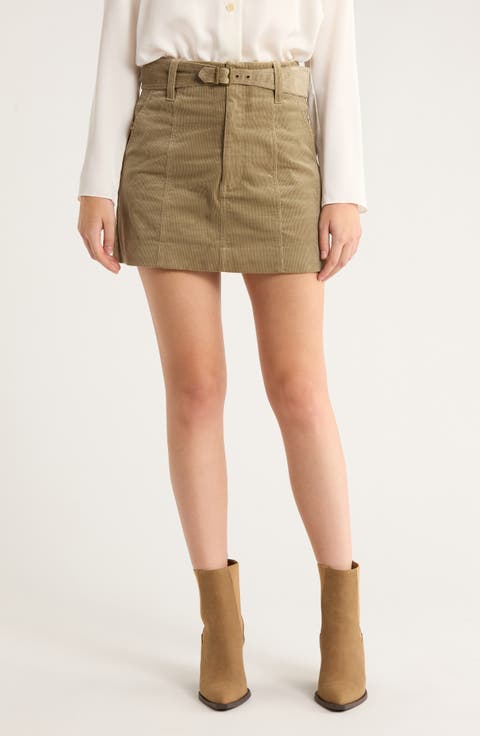 Anised Belted Corduroy Miniskirt