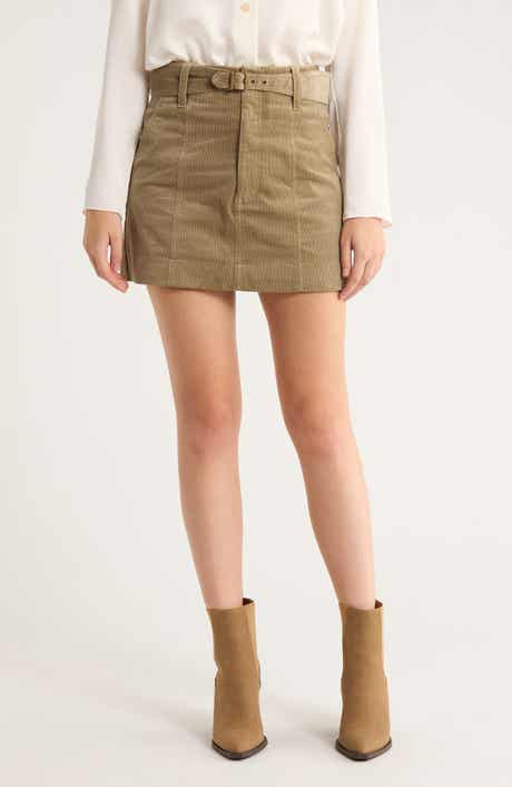 PAIGE Anised Belted Corduroy Miniskirt