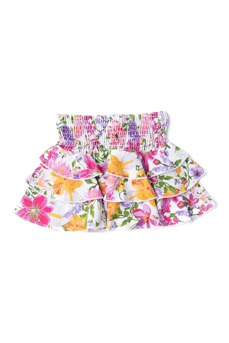 Kids' Summer Garden Smocked UPF 50+ Cover-Up Skirt, Main, color, WHITE MULTI