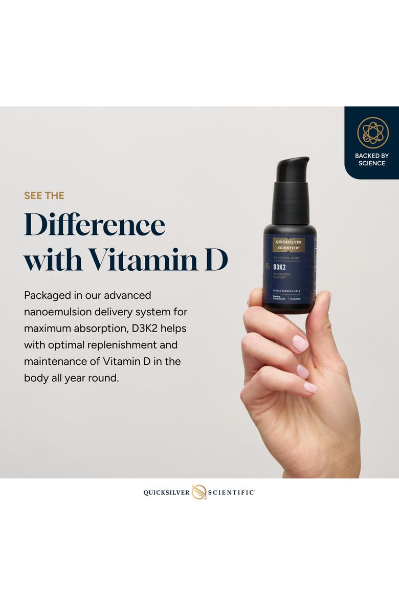 Quicksilver Scientific Nanoemulsified D3K2 Bioactive Liquid Vitamin Supplement, Alternate, color, 