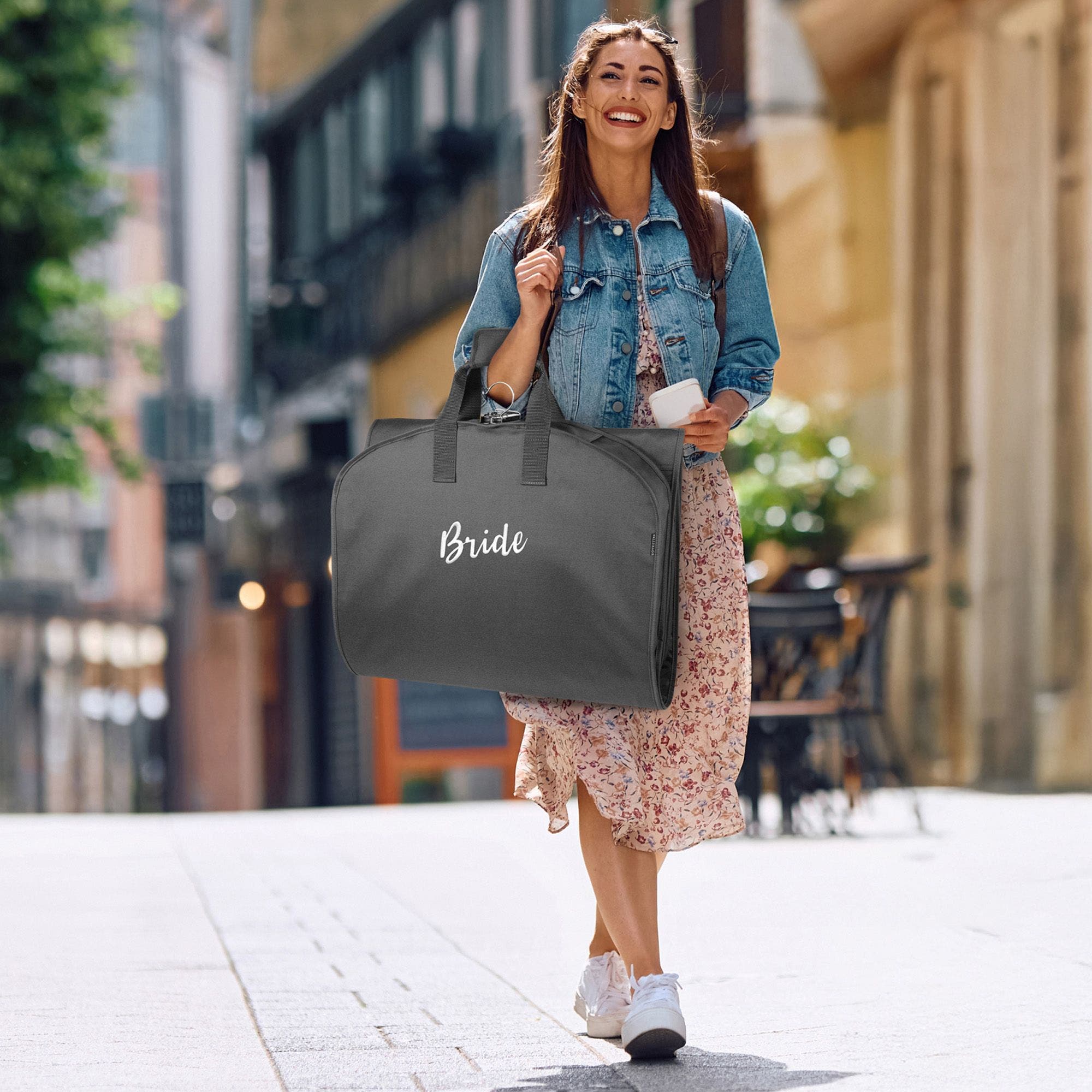 Wallybags 60"  Premium Tri-Fold Travel Garment Bag with exterior pocket, Alternate, color, Black - B1, Bride