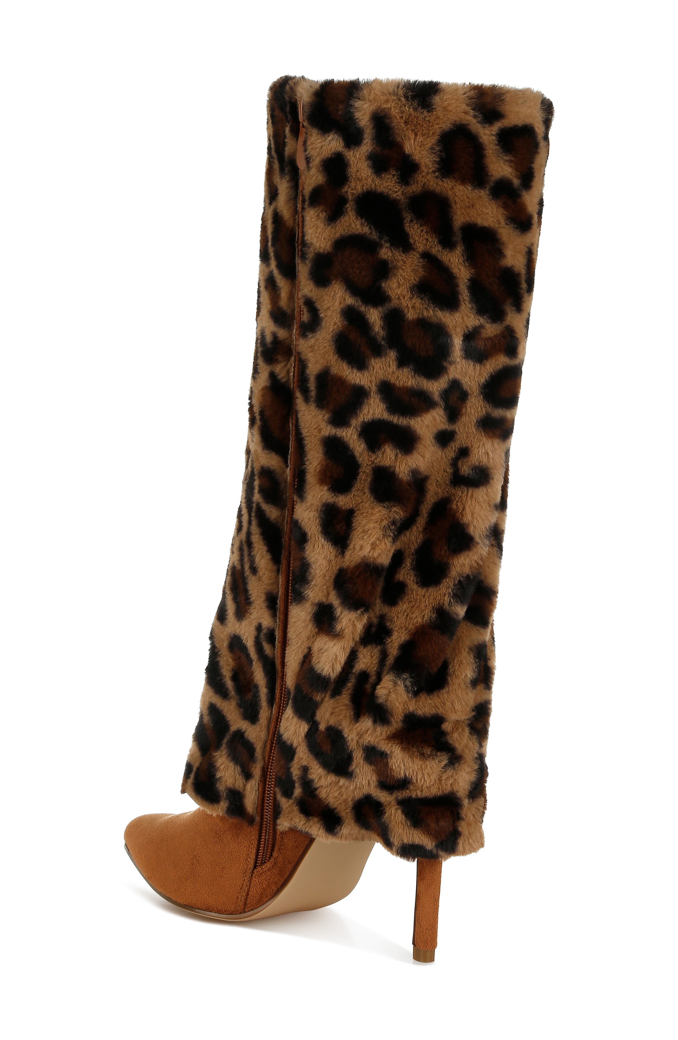 Everglade Faux Calf Hair Knee High Boot, Alternate, color, LEOPARD