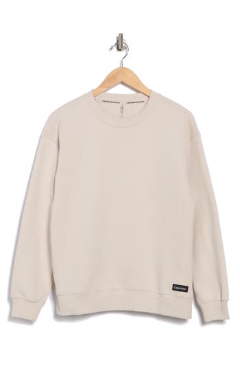 Calvin Klein Performance Logo Patch Fleece Sweatshirt In Gray