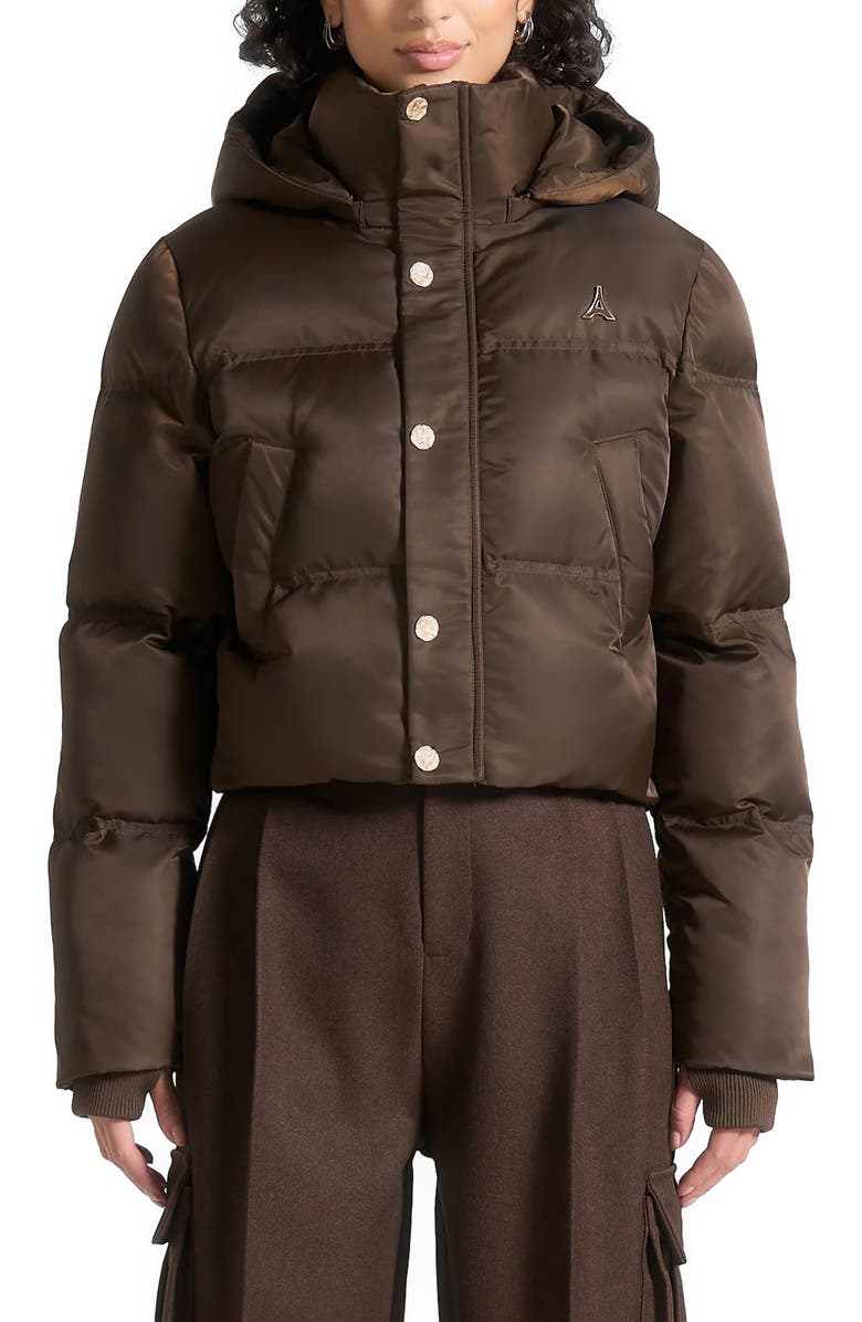 Manière De Voir Maeva Nylon Eiffel Cropped Puffer Jacket, Alternate, color, 