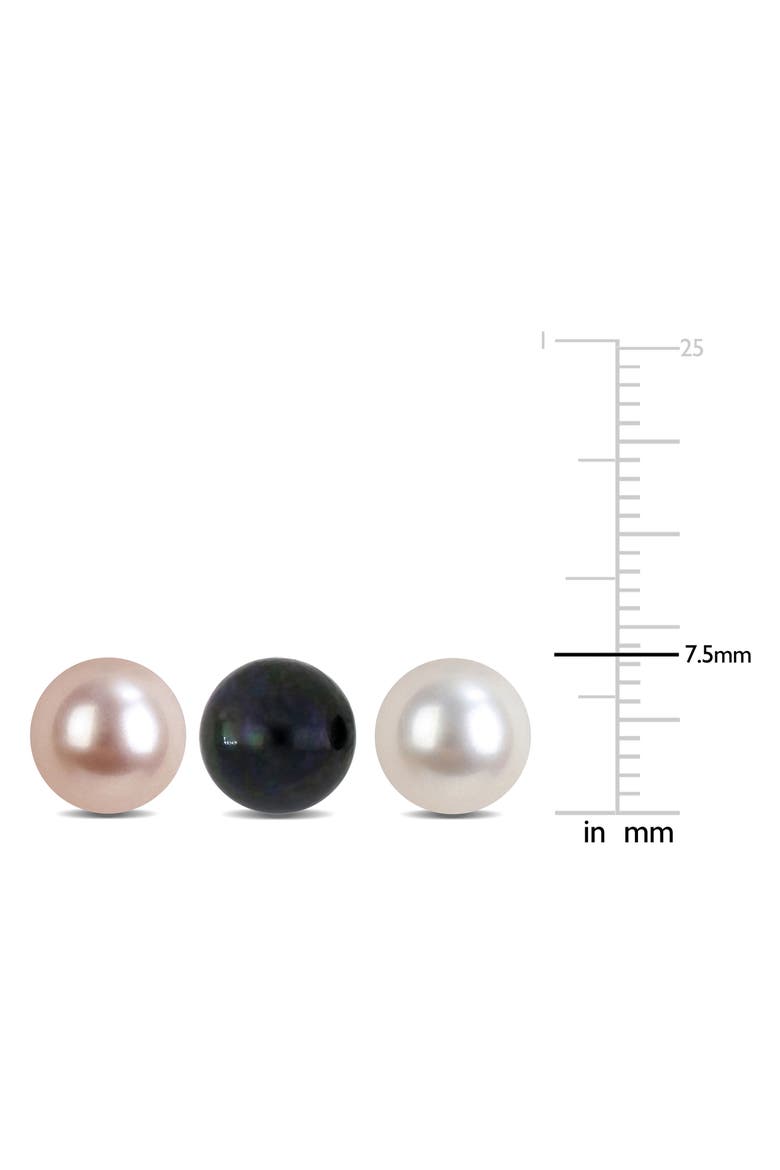 Set of 3 Cultured Freshwater Pearl Stud Earrings, Alternate, color, PINK MULTI
