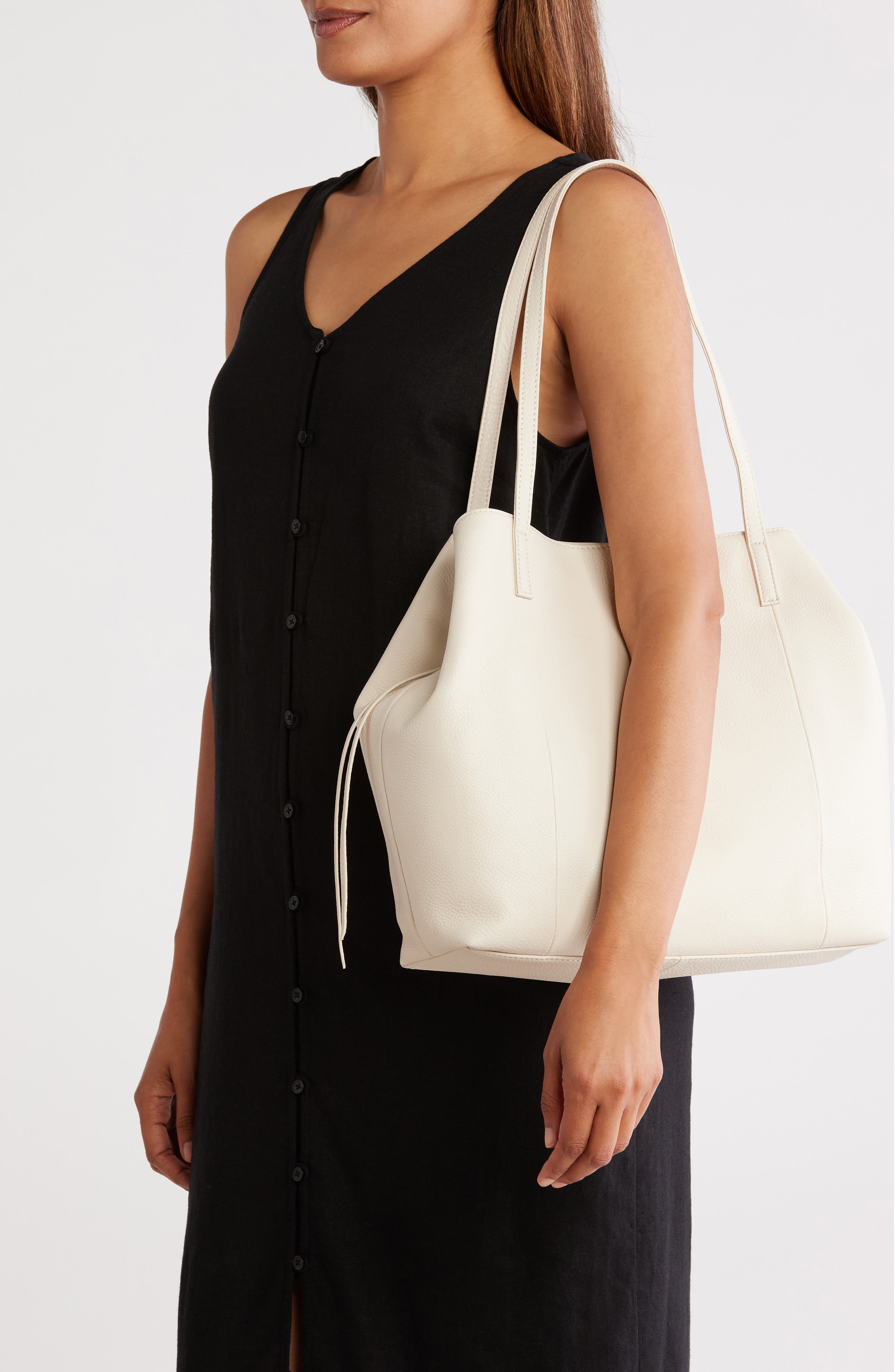 HOBO Medium Kingston Leather Tote, Alternate, color, Ivory