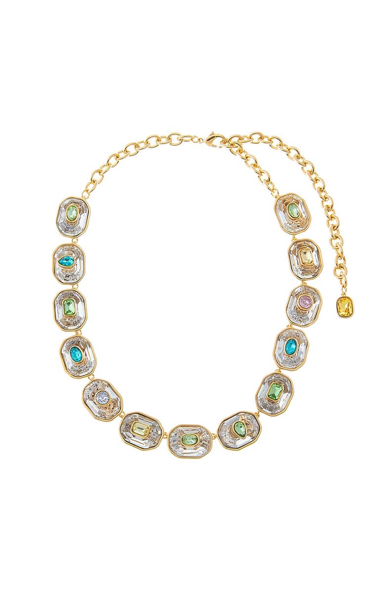 BY ADINA EDEN Fancy Colored Octagon Bezel Half Tennis Necklace, Alternate, color, Gold