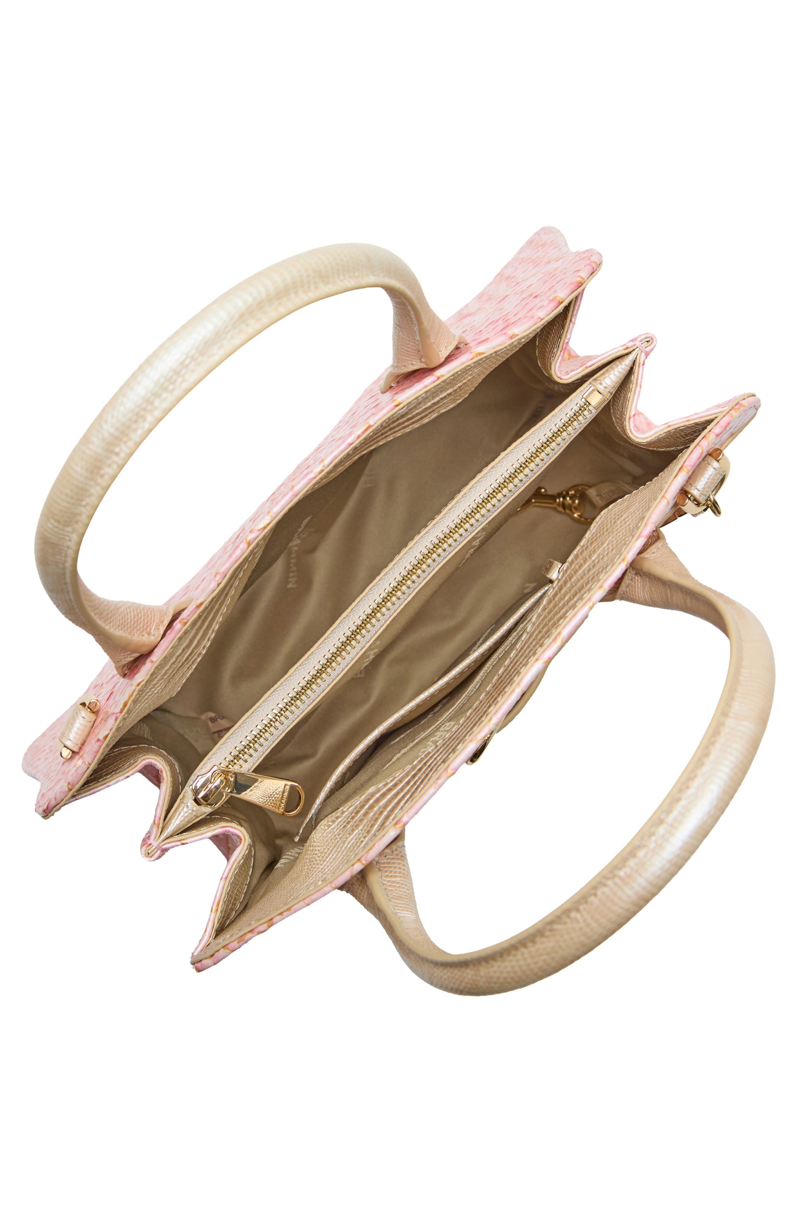 Brahmin Rosetta Embossed Leather Satchel, Alternate, color, Pink