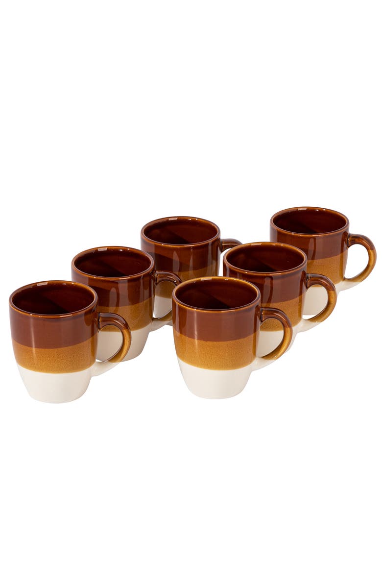Gibson Home Yellowstone 6 Piece 12 Ounce Stoneware Mug Set, Main, color, Brown