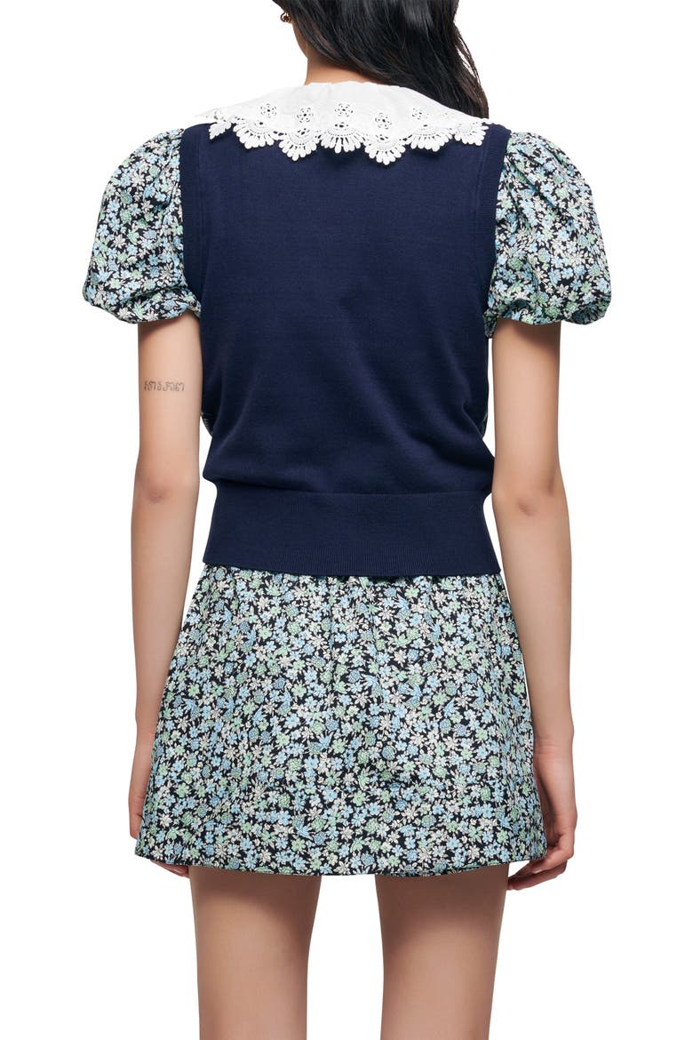Milia Bow Pattern Sweater Vest, Alternate, color, NAVY
