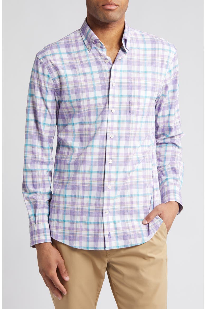 Matador PREP-FORMANCE Plaid Button-Down Shirt, Main, color, GRAPE