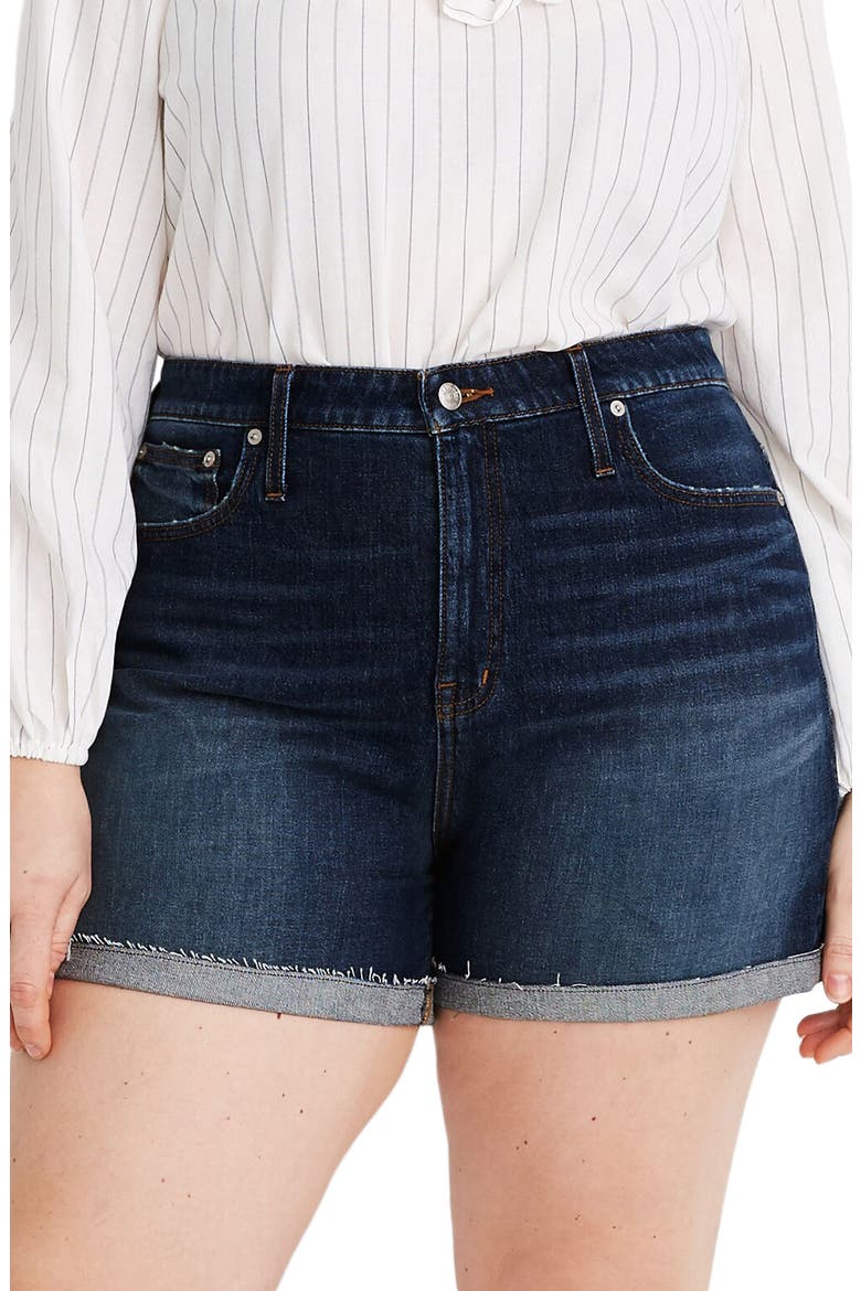 Curvy High Waist Denim Shorts, Alternate, color, CANTERDALE WASH
