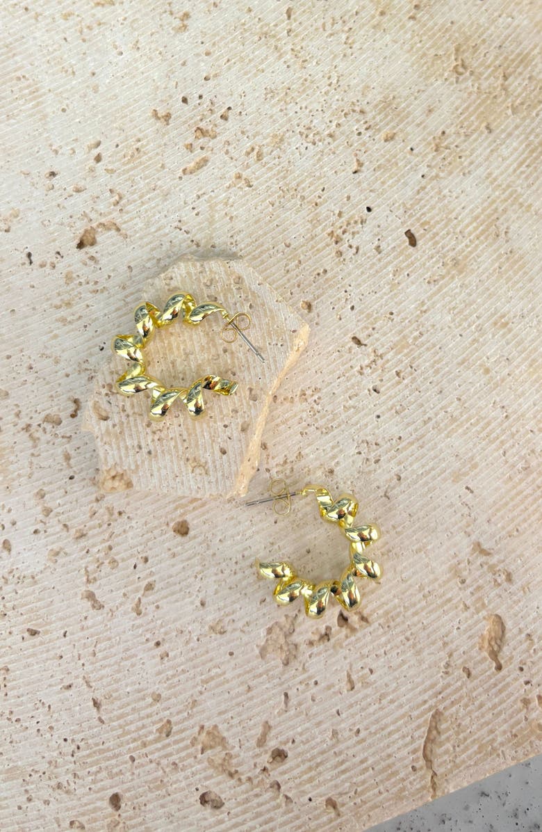 Adornia 14K Gold Plated Coiled Hoop Earrings, Alternate, color, Gold