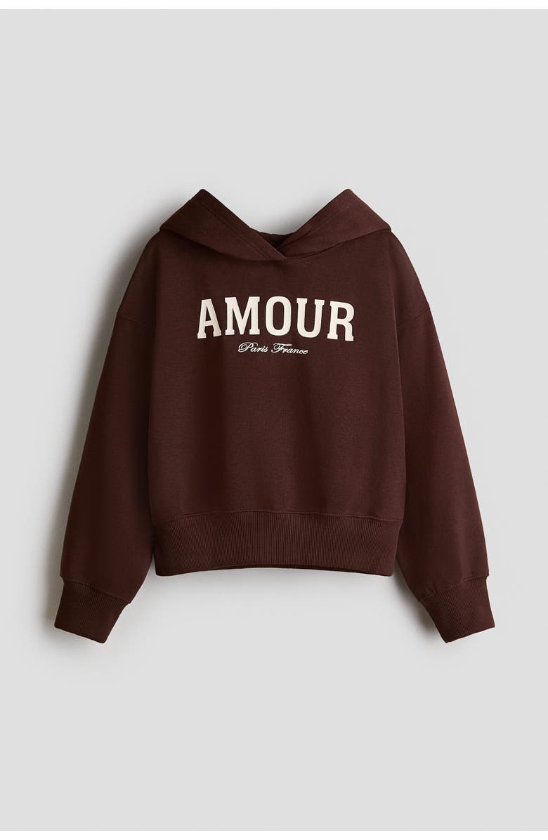 H&M Oversized Motif-detail Hoodie, Main, color, Dark Brown/Amour