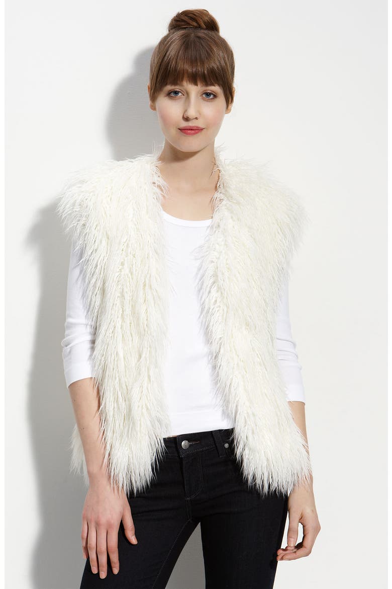 Faux Fur Vest, Main, color, WHITE