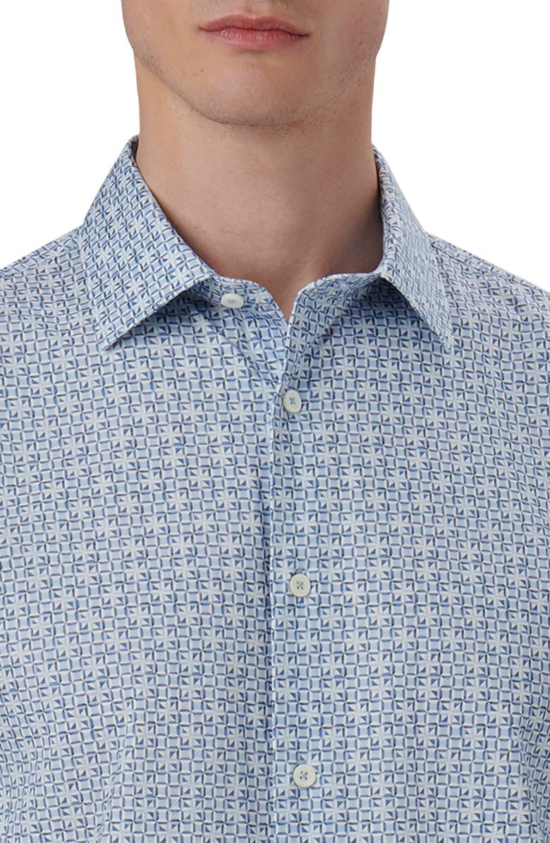 Bugatchi James OoohCotton<sup
®</sup
 Geometric Print Button-Up Shirt, Alternate, color, Air Blue