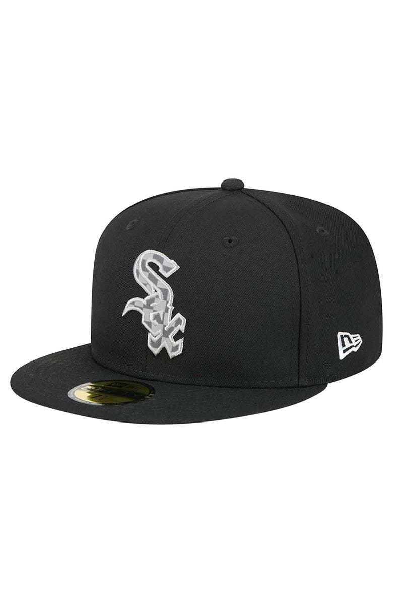 New Era Men's New Era Black Chicago White Sox Checkered Undervisor 59FIFTY Fitted Hat, Main, color, Black