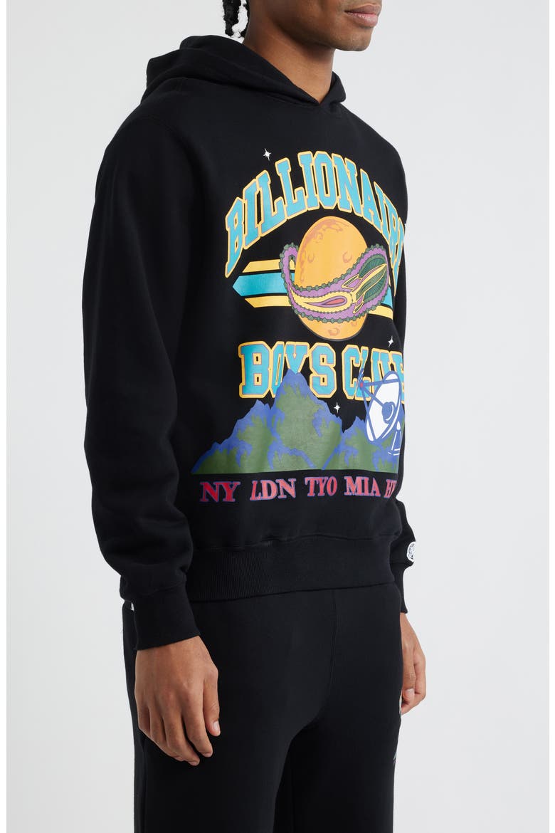 Globe Graphic Hoodie, Alternate, color, BLACK