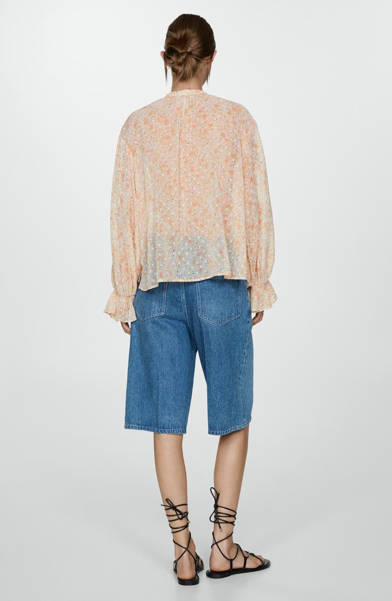 MANGO Floral Print Pintuck & Lace Shirt, Alternate, color,