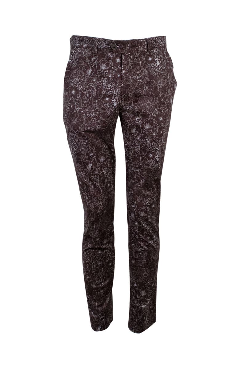 Lords of Harlech Jack Flat Front Chino Pant, Alternate, color, Outline Floral Black