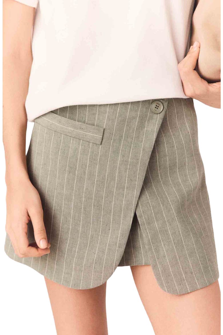 Layered linen blend shorts, Alternate, color, Khaki