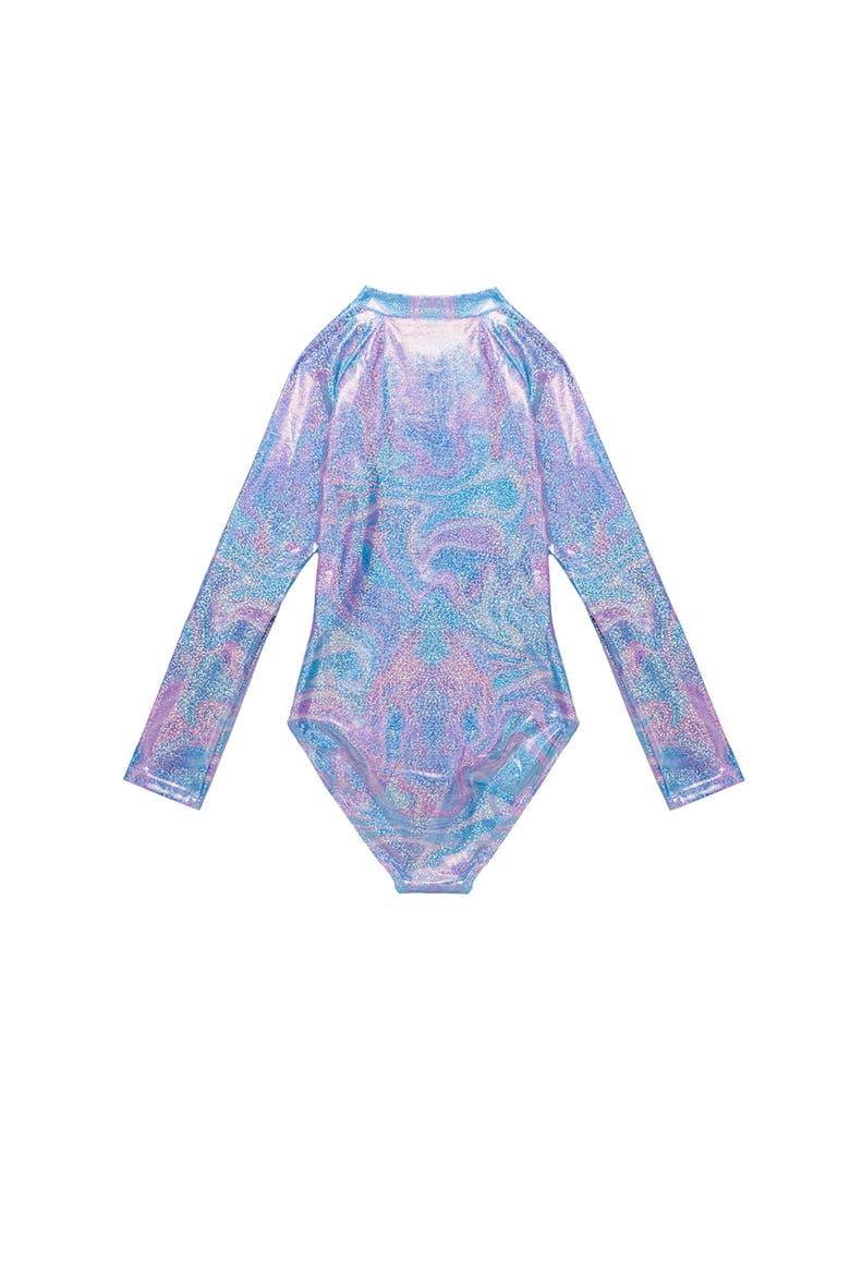 Marble Sparkle Long Sleeve Zip Front One Piece, Alternate, color, Multi-Pink