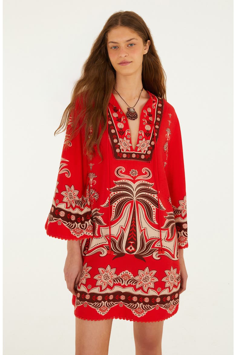 Ainika Garden Front Ties Minidress, Alternate, color, RED