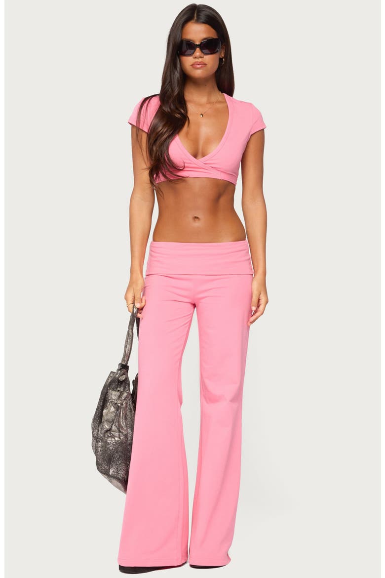 Foldover Wide Leg Pants, Alternate, color, PINK