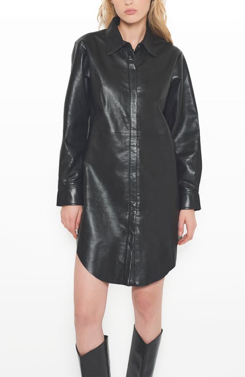 As By Df Bonsoir Recycled Leather Shirtdress In Black