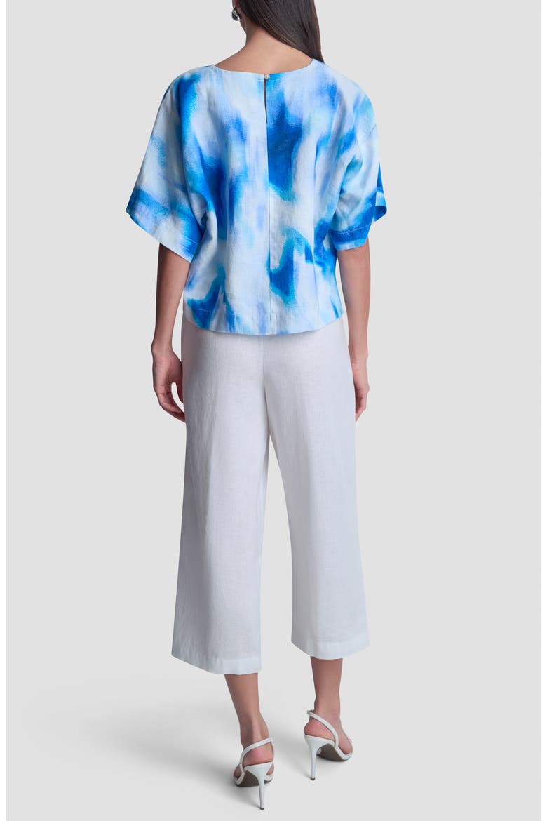 Pattern Boxy Linen Top, Alternate, color, MISTED SURF