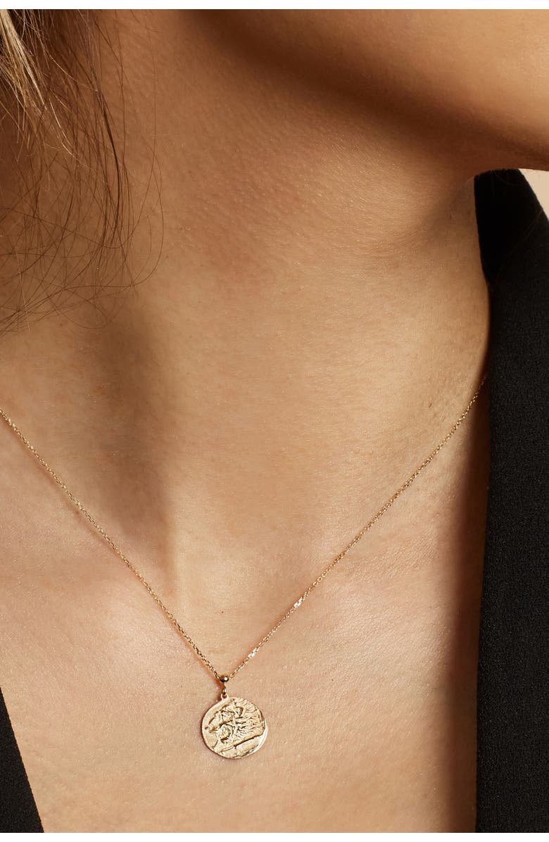 Oradina 14K Yellow Gold Greek Lion Medallion Necklace, Alternate, color, Yellow Gold