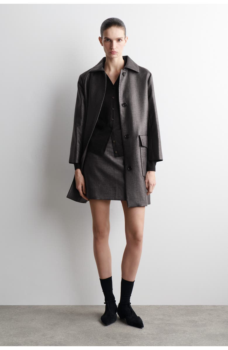 COS Knitted Linen-Merino Shirt, Alternate, color, Black