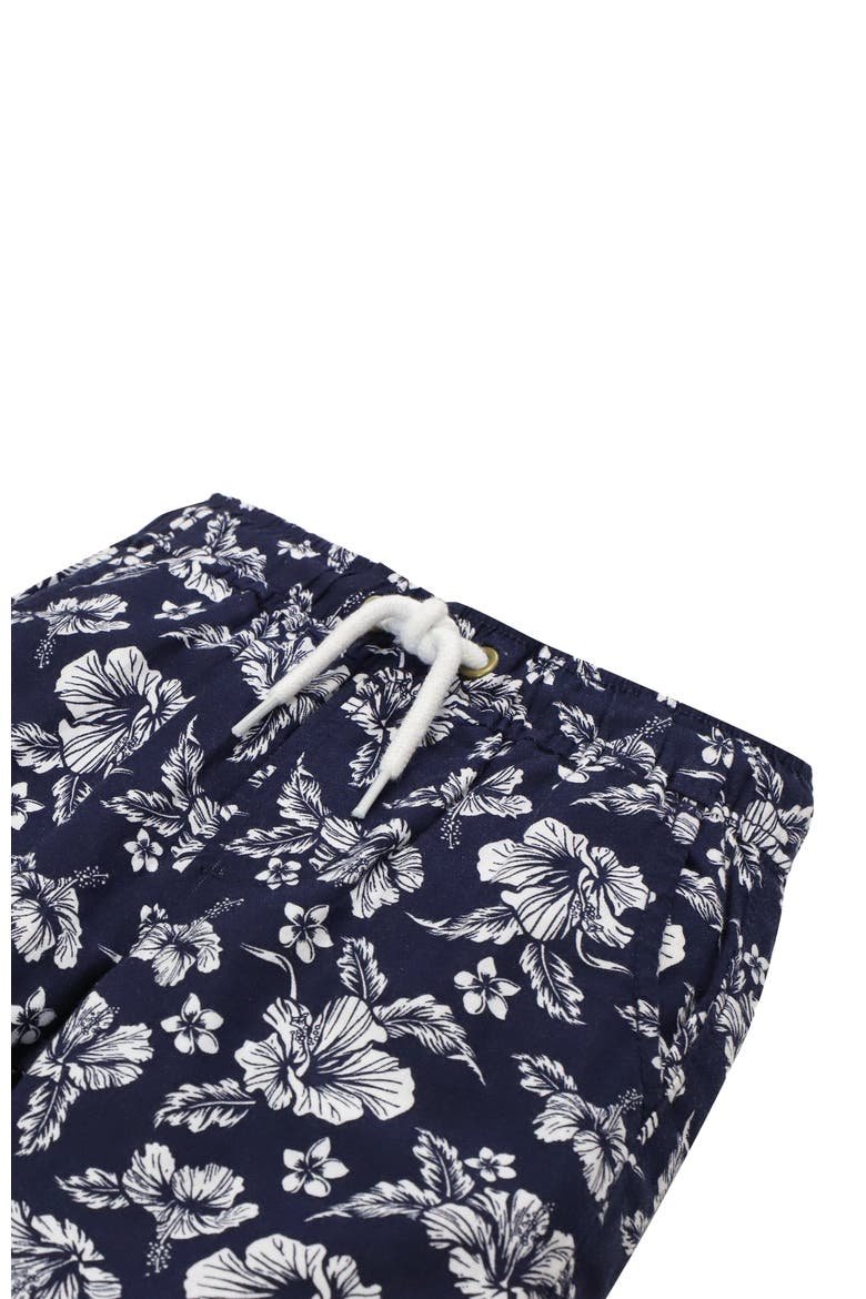 Boys' Relaxed Linen Short, Toddler, Alternate, color, Navy Hibiscus Linen