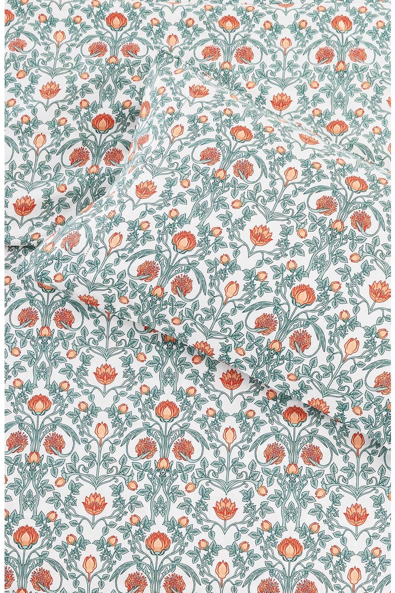 Floral 400 Thread Count Cotton Sheet Set, Alternate, color, ORANGE