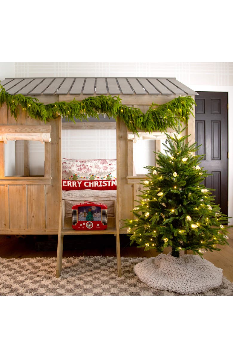 NEARLY NATURAL 4-ft Pre-Lit Artificial Luxembourg Pine Christmas Tree with 120 Multicolored Traditional Bulb LED Lights, Alternate, color, Green