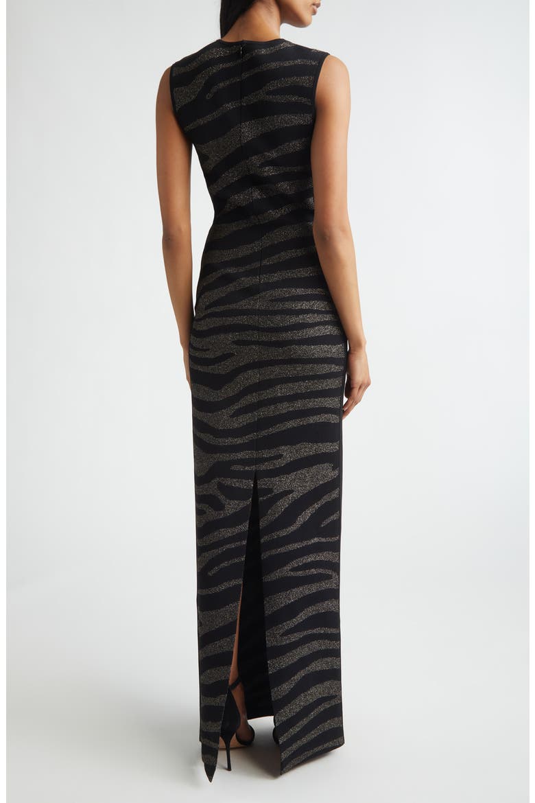 Lynn Metallic Zebra Jacquard Sweater Dress, Alternate, color, BLACK/ GOLD METALLIC