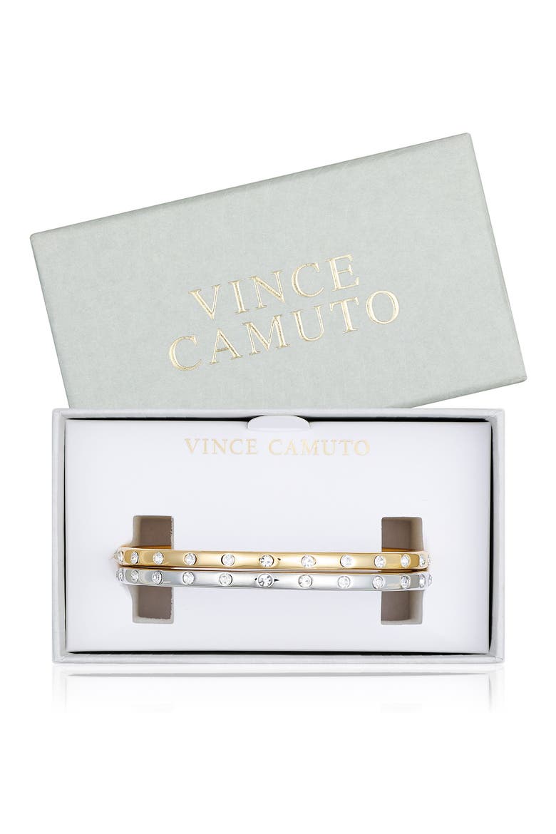 2-Pack Cubic Zirconia Bangle Bracelet, Main, color, GOLD TONE