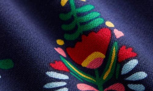 Mini Boden Kids' Holiday Tree Long Sleeve Sweatshirt Dress In Blue