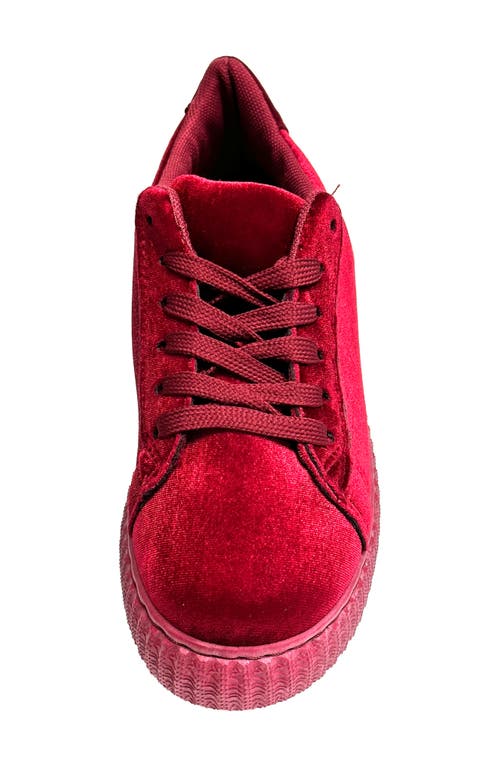 Ninety Union Frenzy Velvet Platform Sneaker In Wine
